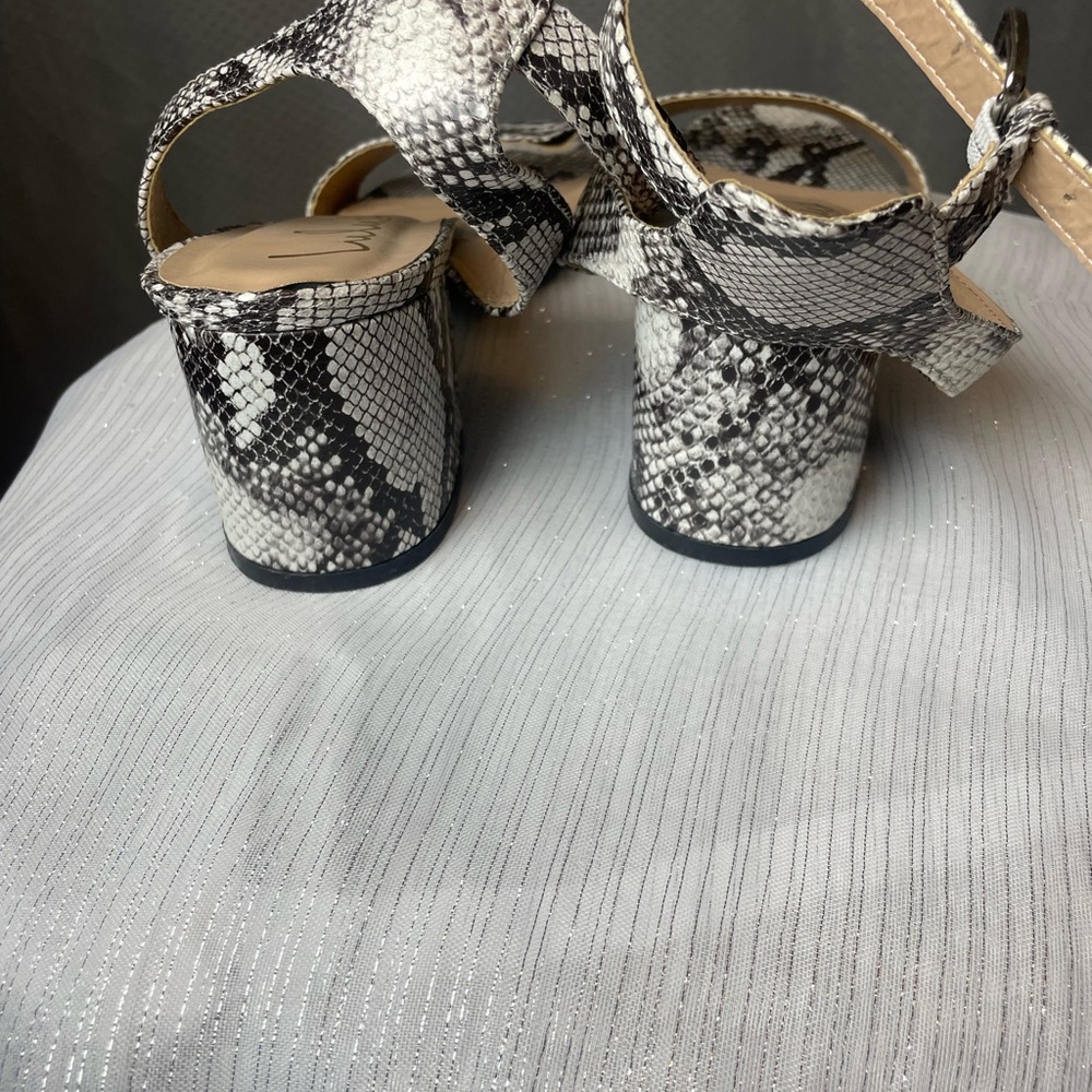 Lulu's Black and White Heels with Ankle Strap - Picture 2 of 5